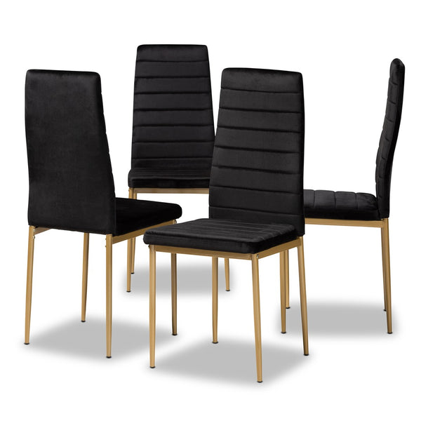 Baxton Studio Baxton Studio Armand Modern Glam Dining Chair Set with Luxe Velvet Upholstery and Gold Legs Black 112157-1-Black Velvet/Gold-DC