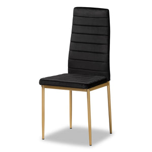 Baxton Studio Baxton Studio Armand Modern Glam Dining Chair Set with Luxe Velvet Upholstery and Gold Legs Black 112157-1-Black Velvet/Gold-DC