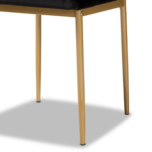 Baxton Studio Baxton Studio Armand Modern Glam Dining Chair Set with Luxe Velvet Upholstery and Gold Legs Black 112157-1-Black Velvet/Gold-DC