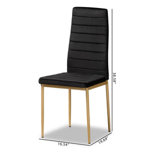 Baxton Studio Baxton Studio Armand Modern Glam Dining Chair Set with Luxe Velvet Upholstery and Gold Legs Black 112157-1-Black Velvet/Gold-DC