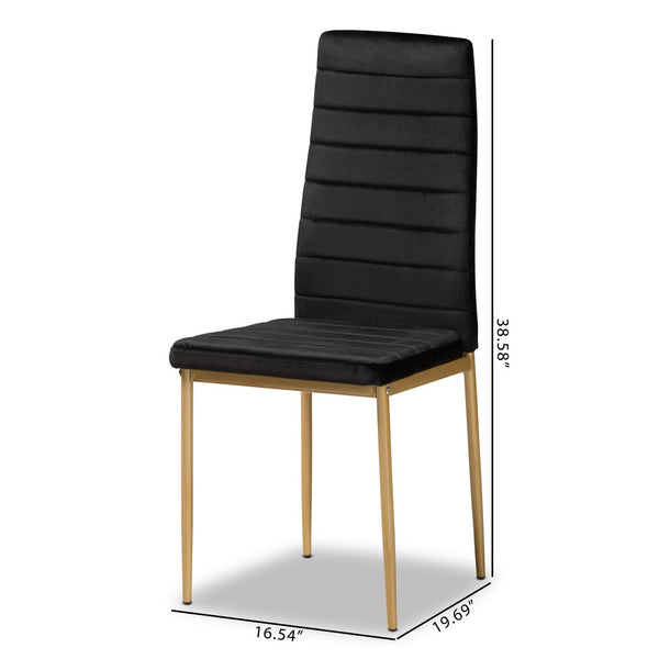 Baxton Studio Baxton Studio Armand Modern Glam Dining Chair Set with Luxe Velvet Upholstery and Gold Legs Black 112157-1-Black Velvet/Gold-DC