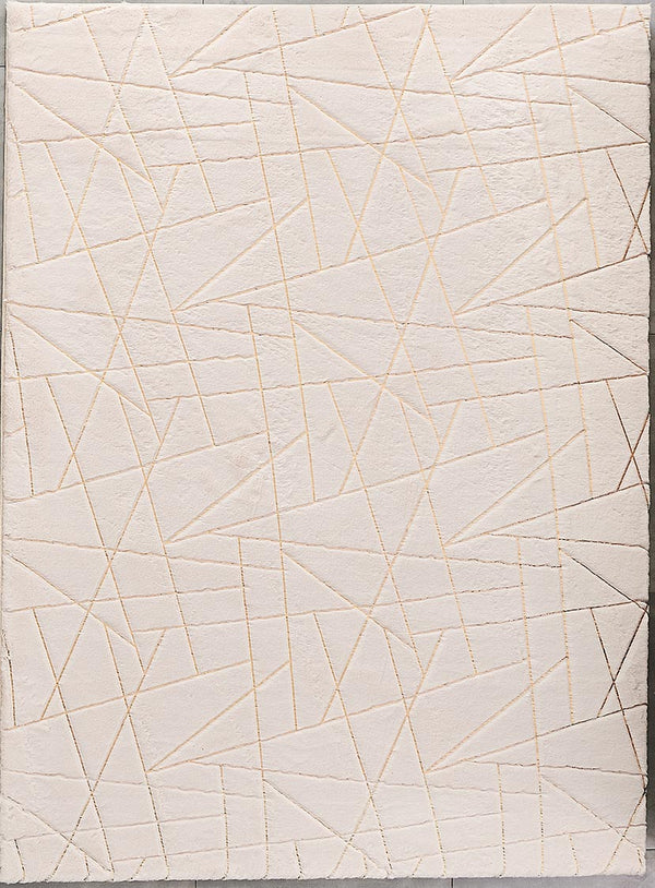 English Elm Luxury Dust Pink Geometric Abstract Area Rug - Plush Faux Fur With Gold Accents, Machine Washable B030P233696