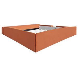 English Elm King Velvet Kids Platform Bed with Padded Guardrails Staircase and Storage Ottoman Brown+White SF000204AAD