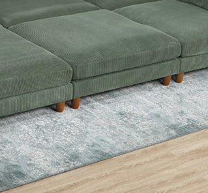 English Elm Contemporary Sage 6-Piece Modular Sectional Set - Stylish Corduroy Couch With Adjustable Headrests B011S01160