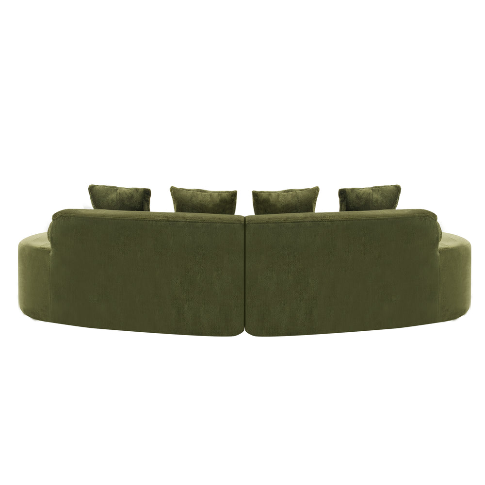English Elm Modern curved modular sofa with dark plush upholstery, ergonomic design, versatile multi-seat lounge solution for contemporary living rooms Green W3612S00009
