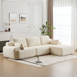 English Elm Modern Memory Foam Compressed Sofa — Pet-Friendly Corduroy Modular Sectional, Cloud-Like Comfort, No Assembly Beige W3723S00013