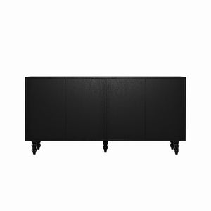 English Elm Accent Coastal Sideboard with Handwoven Seagrass Doors and Wire-brushed Wood Finish W2263P395490