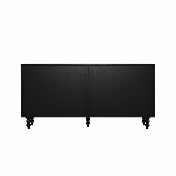 English Elm Accent Coastal Sideboard with Handwoven Seagrass Doors and Wire-brushed Wood Finish W2263P395490