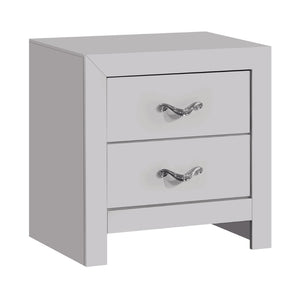 English Elm Moreland Two Drawer Nightstand Glam White Laminate with Chrome Crystal Pulls B078P497908