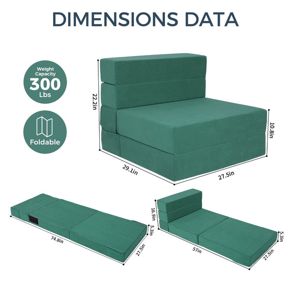 English Elm Folding Floor Sofa Bed with Five Section High Density Foam for Dorms and Small Spaces T5880P498064