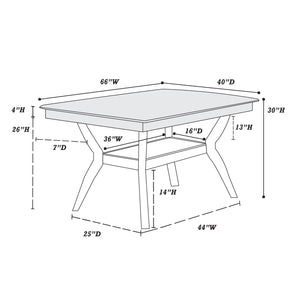 English Elm Formal Counter Height Dining Table Set with Open Shelf and Four Upholstered Side Chairs, Solidwood Finish for Contemporary Gatherings Espresso 69 L x 45 W x 8 H B011S01096