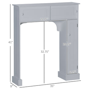 English Elm kleankin Over Toilet Storage Cabinet Gray — Space-Saving 4 Cubbies, Adjustable Shelf, Sliding Top Doors, Durable MDF (35" W x 41" H) W2225P173965