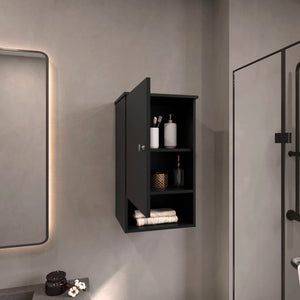 English Elm Bathbi 28" Medicine Cabinet with Two Interior Shelves and Open Shelf for Organized Bathroom Storage Black 30 L x 19 W x 4 H B070P234327