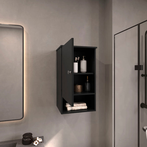English Elm Bathbi 28" Medicine Cabinet with Two Interior Shelves and Open Shelf for Organized Bathroom Storage Black 30 L x 19 W x 4 H B070P234327