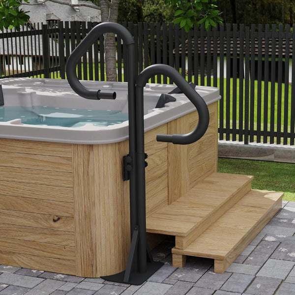 English Elm Two-way Aluminum Spa Handrail Swivel Safety Rail for Hot Tubs with 600 Lb Support W1859P429200