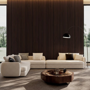 English Elm Wood Slat Acoustic Wall Panels Set of 4 Fluted Mdf for Living Room or Studio Walnut W347P317959