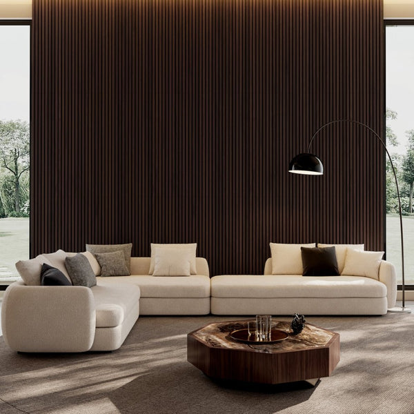 English Elm Wood Slat Acoustic Wall Panels Set of 4 Fluted Mdf for Living Room or Studio Walnut W347P317957