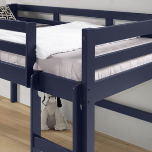 English Elm Lara Twin Loft Bed in Navy Blue Solid Pine with 13 Slat System, Guardrail & Reversible Ladder B2726P277884