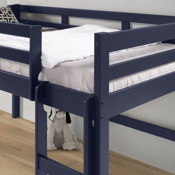 English Elm Lara Twin Loft Bed in Navy Blue Solid Pine with 13 Slat System, Guardrail & Reversible Ladder B2726P277884