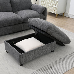 English Elm [video]96.5'' Chenille L-shaped Sectional with Usb Charging Ottoman Pockets Living Room N723S8776E