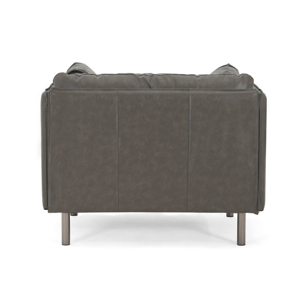 English Elm Christopher Knight Home® - 39" Vintage Grey Faux Leather Lounge Chair - Stylish Comfort For Living Room, Bedroom & Office Spaces N767P208310D