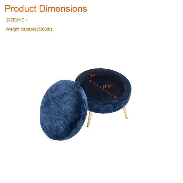 English Elm 58'' Chenille Chaise Lounge with Footstool Pocket Spring Comfort for Bedroom Living Room Blue W2363S00090