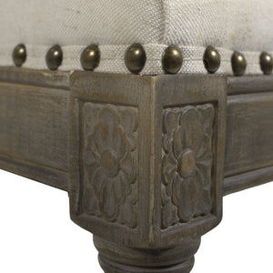 English Elm Jennifer Taylor Home - Paris 26.5" Farmhouse Counter Height Bar Stool with Upholstered Linen Seat, Hardwood Frame, Brass Footrest Beige B2719P238377