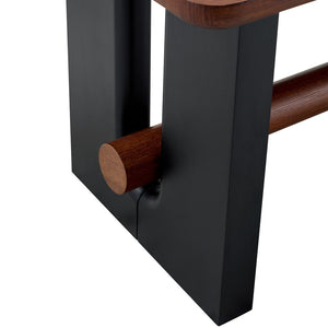 English Elm All-mdf Walnut Top Dining Table Seats Four with Matte Black Base for Small Spaces W3875S00025