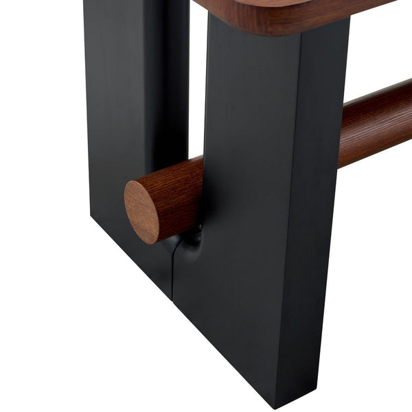 English Elm All-mdf Walnut Top Dining Table Seats Four with Matte Black Base for Small Spaces W3875S00025