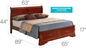 English Elm Traditional Full Storage Bed with Timeless Wood Finish, Built-In Drawers for Easy Bedding Organization and Durable Construction Cherry 18 L x 27 W x 13 H B078S00283