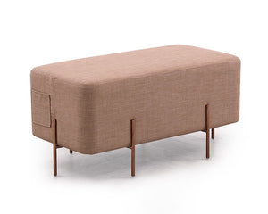 VIG Furniture Adler Modern Brown Fabric Ottoman With Storage Pocket, Rectangular Seat, Breathable Upholstery, Metal Legs VG2T1181B-BRN