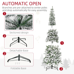 English Elm Homcom 7.5Ft Slim Pine Christmas Tree - Realistic Snow-Flocked Branches, Perfect For Small Spaces! W2225P249630