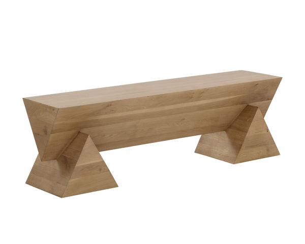 Sunpan Gregor Bench - Stylish Angular Seating in Solid Acacia Wood, Perfect for Contemporary Spaces Rustic Oak