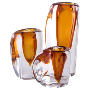 Rovno Vase Amber and Clear 11850 Cyan Design