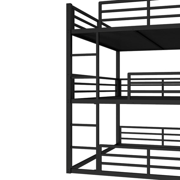 English Elm Queen Metal Triple Bunk Bed - Space-Saving, Heavy-Duty Design With Safety Guardrails For Comfort W1580S00145-GIGA