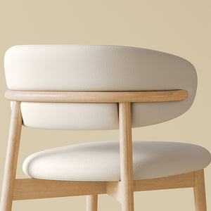 English Elm Mid-Century ash wood Dining Chair Set of 2 – Ergonomic PU seats, sturdy natural legs, easy assembly, modern flair W509P373289