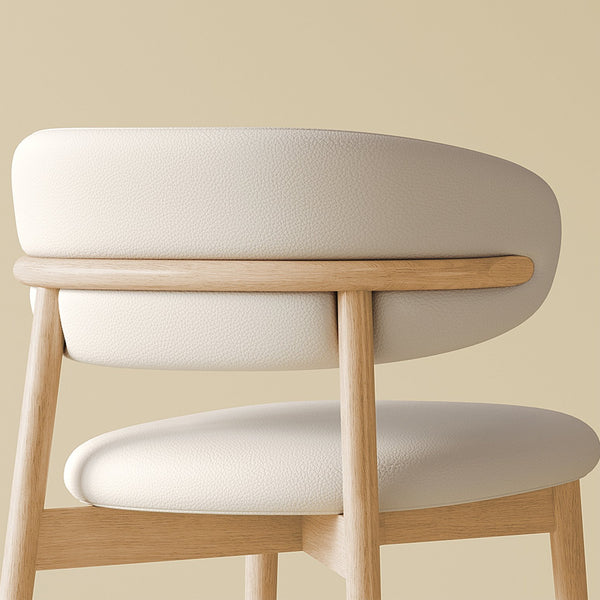 English Elm Mid-Century ash wood Dining Chair Set of 2 – Ergonomic PU seats, sturdy natural legs, easy assembly, modern flair W509P373289