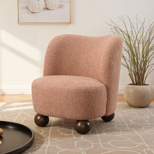 English Elm 1Pc Pink Accent Chair With Curved Back, Plush Boucle Upholstery & Ball Feet For Modern Living Spaces B2741P401988