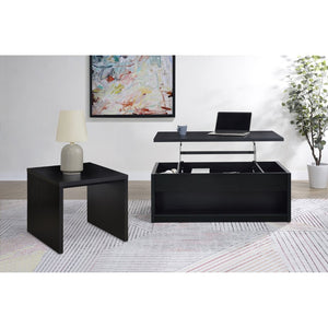 English Elm Canyon Matte Black Square End Table Scratch Resistant Surface for Modern Living Spaces B062P448032