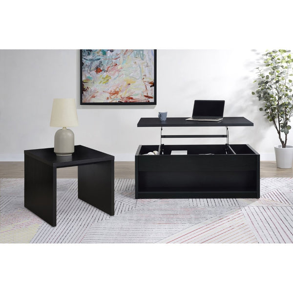 English Elm Canyon Matte Black Square End Table Scratch Resistant Surface for Modern Living Spaces B062P448032