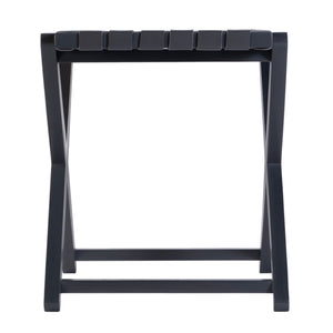 Butler Specialty Company Cipriani Mid-century Modern Luggage Rack With Leather Straps For Guests Gray Birch Wood,Genuine Leather 1186266-butler