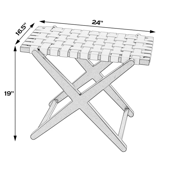 Butler Specialty Company Cipriani Mid-century Modern Luggage Rack With Leather Straps For Guests Gray Birch Wood,Genuine Leather 1186266-butler