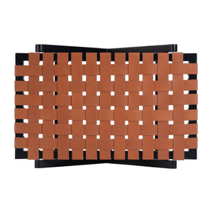 Butler Specialty Company Cipriani Mid-century Modern Luggage Rack With Leather Straps For Guests Orange,Black Birch Wood,Genuine Leather 1186294-butler