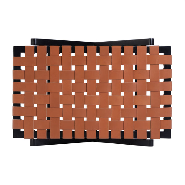 Butler Specialty Company Cipriani Mid-century Modern Luggage Rack With Leather Straps For Guests Orange,Black Birch Wood,Genuine Leather 1186294-butler