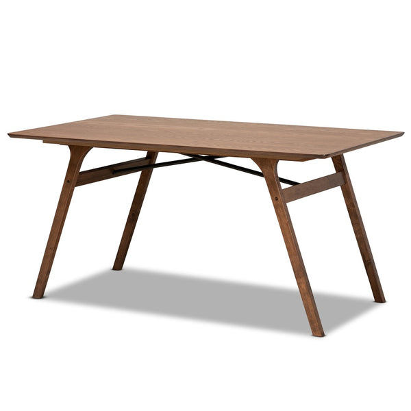 Baxton Studio Baxton Saxton Mid-Century Walnut Dining Table - Stylish, Durable, Seats 6, Perfect for Modern Spaces RDT347-Walnut-DT