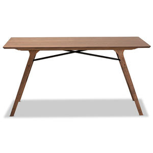 Baxton Studio Baxton Saxton Mid-Century Walnut Dining Table - Stylish, Durable, Seats 6, Perfect for Modern Spaces RDT347-Walnut-DT