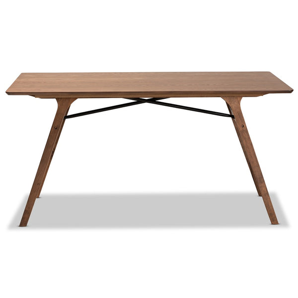 Baxton Studio Baxton Saxton Mid-Century Walnut Dining Table - Stylish, Durable, Seats 6, Perfect for Modern Spaces RDT347-Walnut-DT