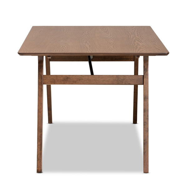 Baxton Studio Baxton Saxton Mid-Century Walnut Dining Table - Stylish, Durable, Seats 6, Perfect for Modern Spaces RDT347-Walnut-DT