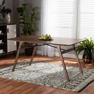 Baxton Studio Baxton Saxton Mid-Century Walnut Dining Table - Stylish, Durable, Seats 6, Perfect for Modern Spaces RDT347-Walnut-DT