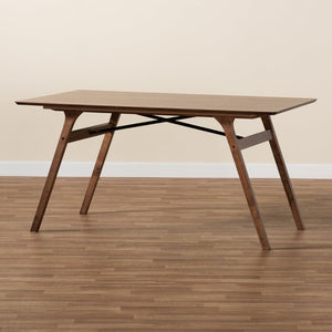Baxton Studio Baxton Saxton Mid-Century Walnut Dining Table - Stylish, Durable, Seats 6, Perfect for Modern Spaces RDT347-Walnut-DT